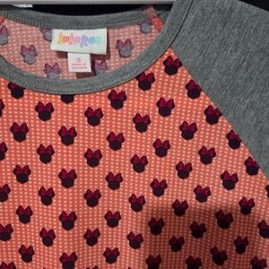 LuLaRoe Disney Minnie Mouse Peach Pink 3/4 Sleeve Baseball Tee T-Shirt Size‎ S